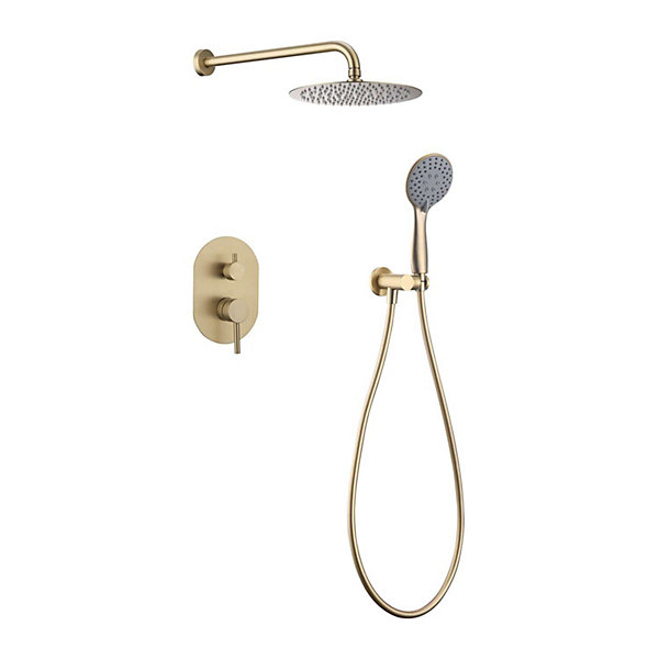 Ensemble de douche encastré mécanique 2 voies SKY BATH or brossé PVD Inox S304 série SOUL