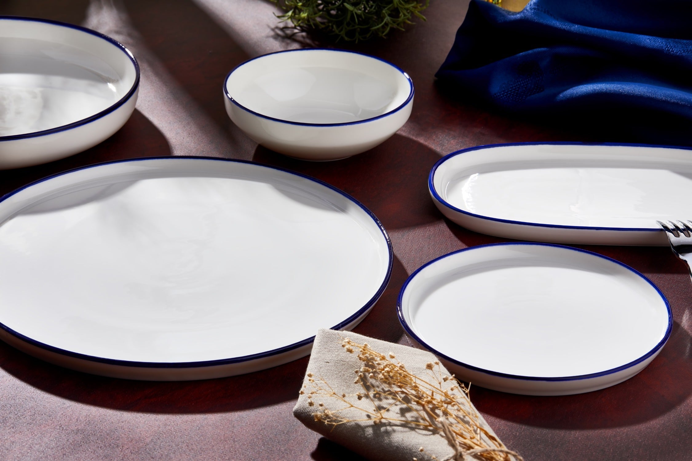 Rinart Kommetje - Blue Edge - Porselein - 16 cm (400cc) - set van 6
