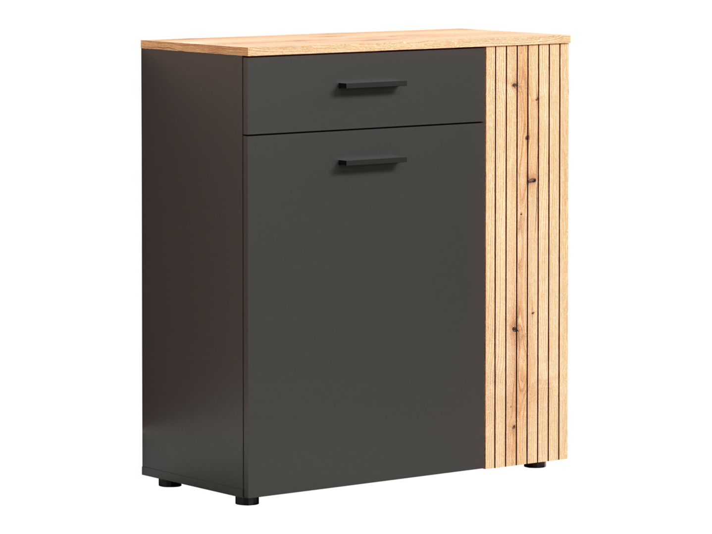 Komoda Esteban 80 cm z 2 drzwiami i szufladą grafit/dąb evok