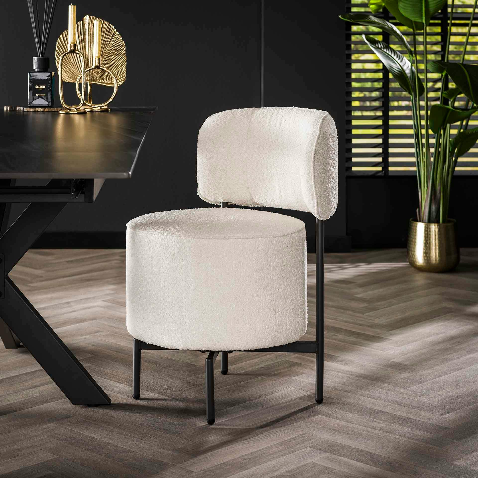 Fauteuil pivotant rond en bouclette blanche (lot de 2) GALWAY