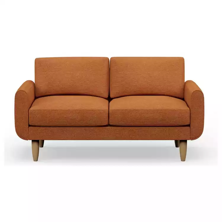 Hutch Fabric Round Arm 2 Seater Sofa - Rust