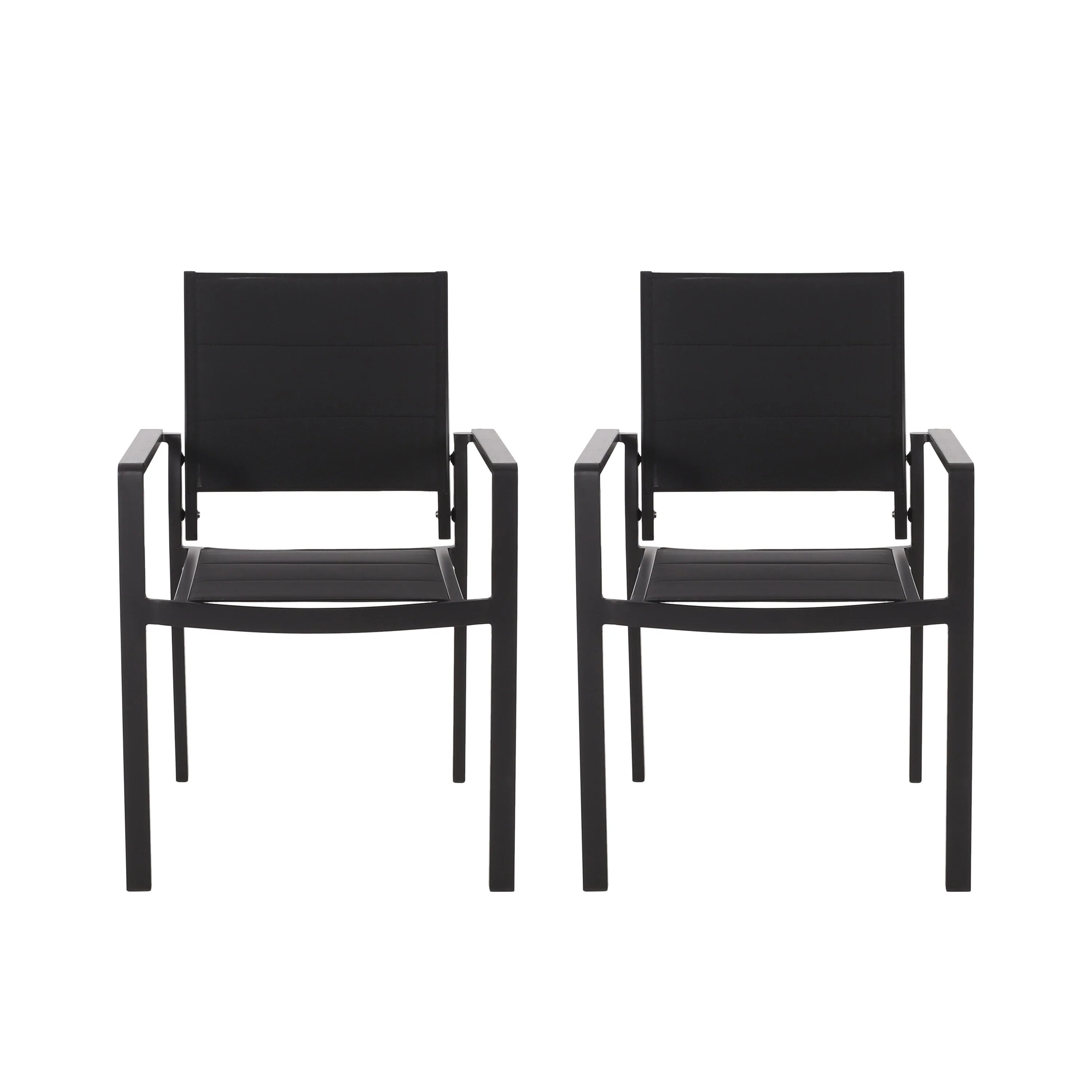 Roomfitters Modern Outdoor Dining Chairs with Mesh Seat and Backrest, Lightweight Patio Set of 2, Black