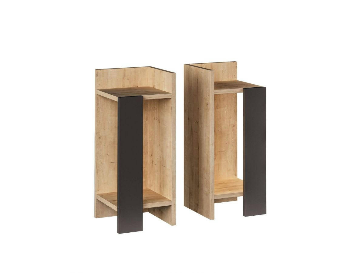 VANITA - VANITA Table de chevet chêne anthracite