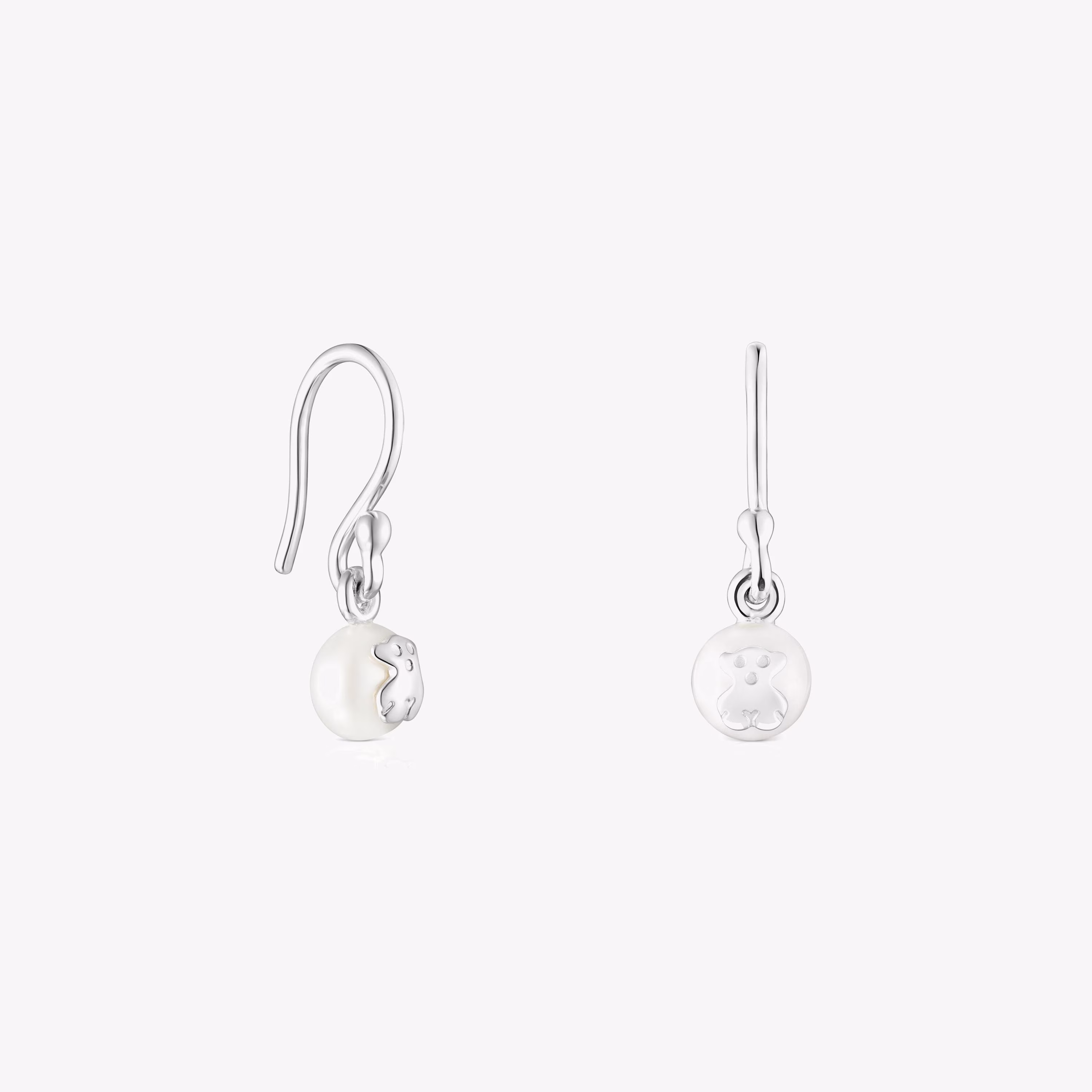 Pendientes cortos de plata y perla Icon Pearl