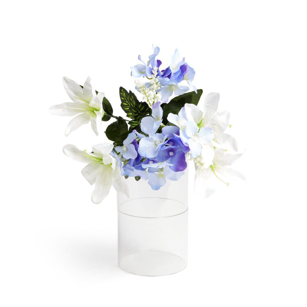 Fleur artificielle piquet lys/hortensia violet Ø20xH46cm