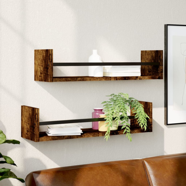 VidaXL Półki ścienne z drążkami 2 szt. 60x16x14 cm