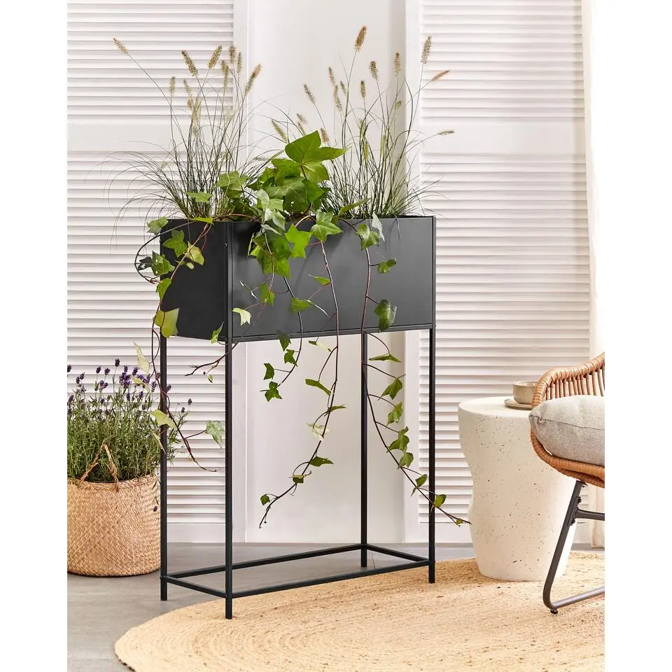 TAPIEN - Verhoogde plantenbak - Zwart - 70 x 30 x 100 cm - Metaal