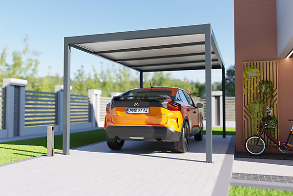 Carport autoportant aluminium gris RAL 7016 Cosmeo 3 x 5 m Alumin'home