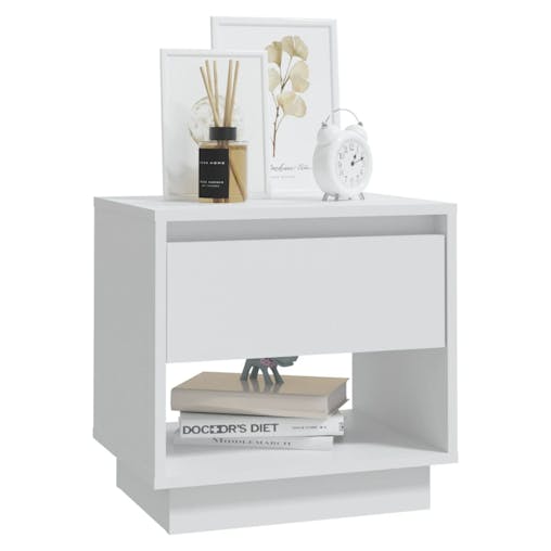 NNEVL Bedside Cabinet White 45x34x44 cm Chipboard