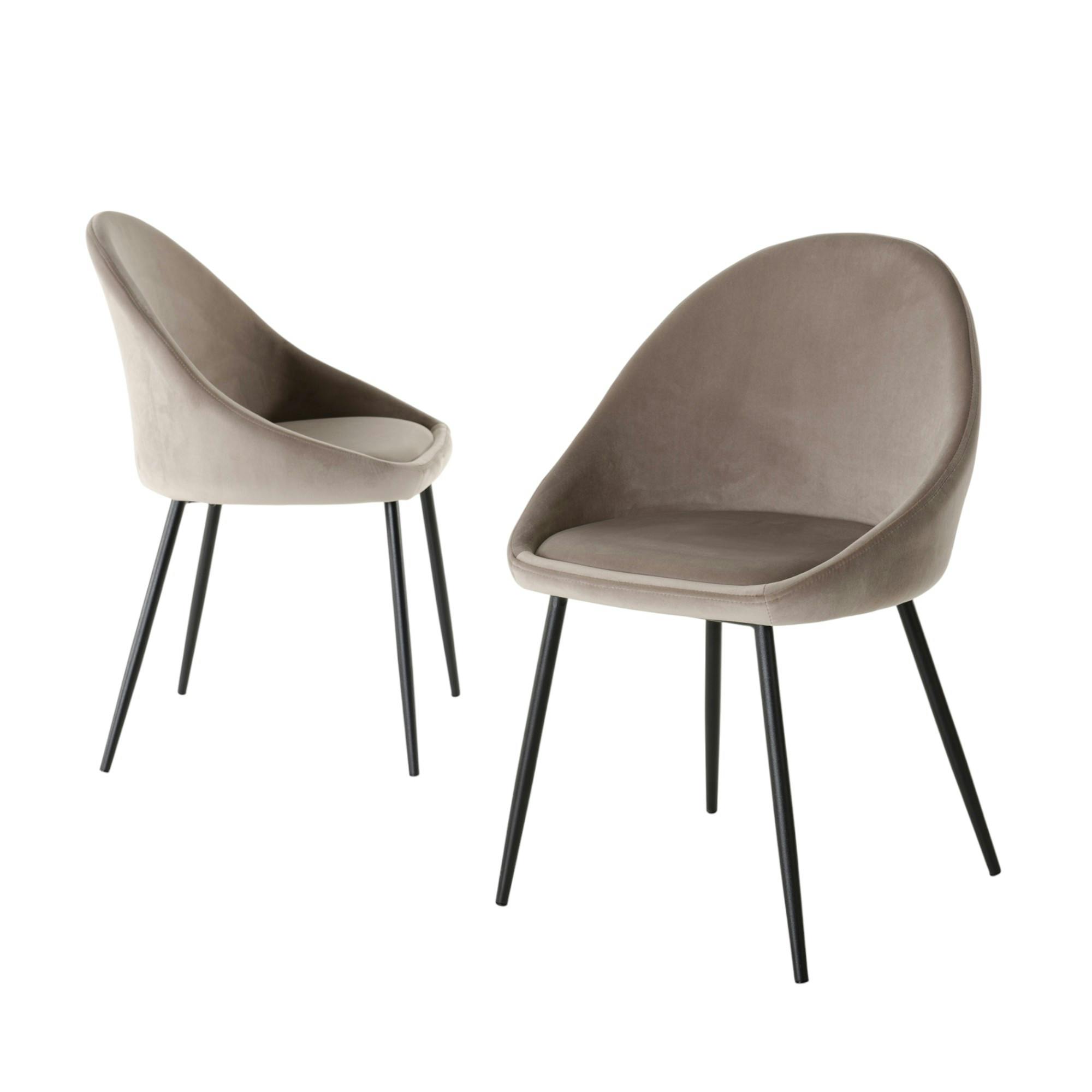 Chaise velours beige TIM (lot de 2)