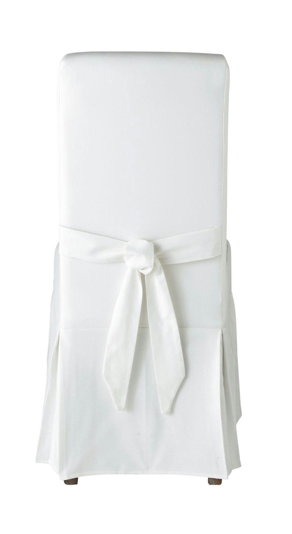 Margaux - Housse de chaise avec nœud en coton ivoire certifié Oeko-Tex®.