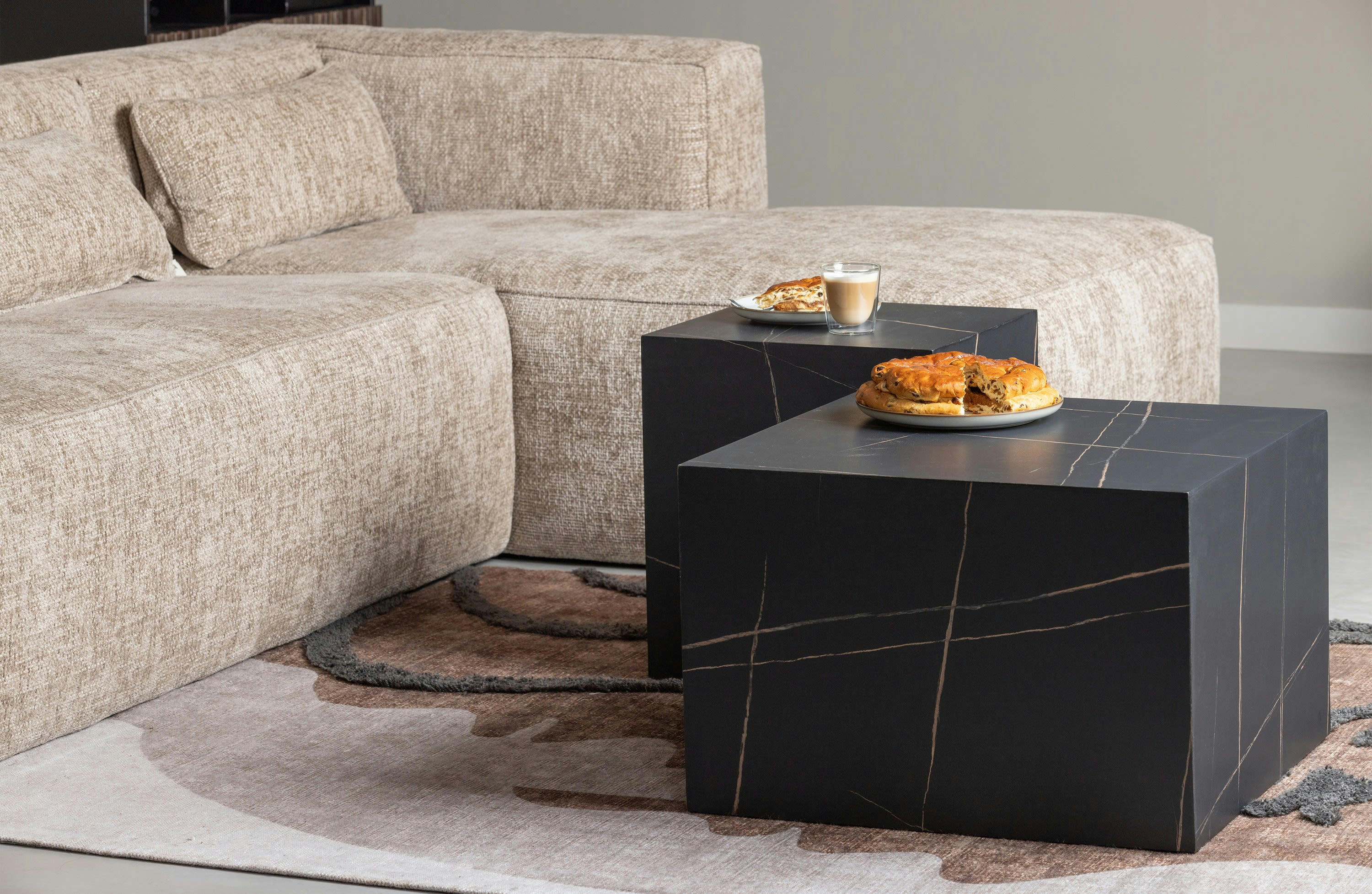 BENJI - Table basse aspect marbre noir