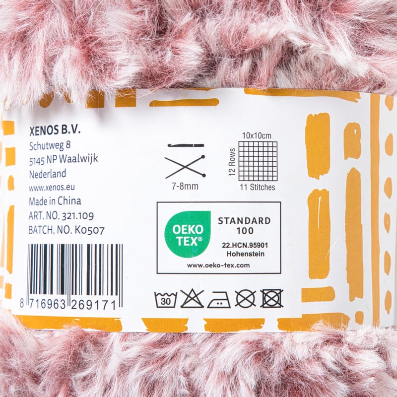 Garen fluffy - beige/rood - 100 gram - 60 meter