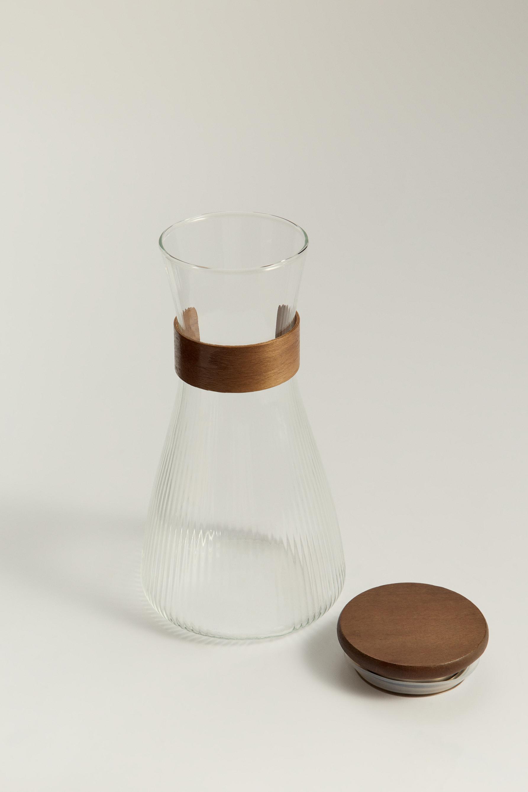 Jarra borosilicato anilla madera