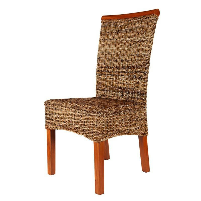 MALIBU - Chaise salle à manger feuille de bananier tressé marron