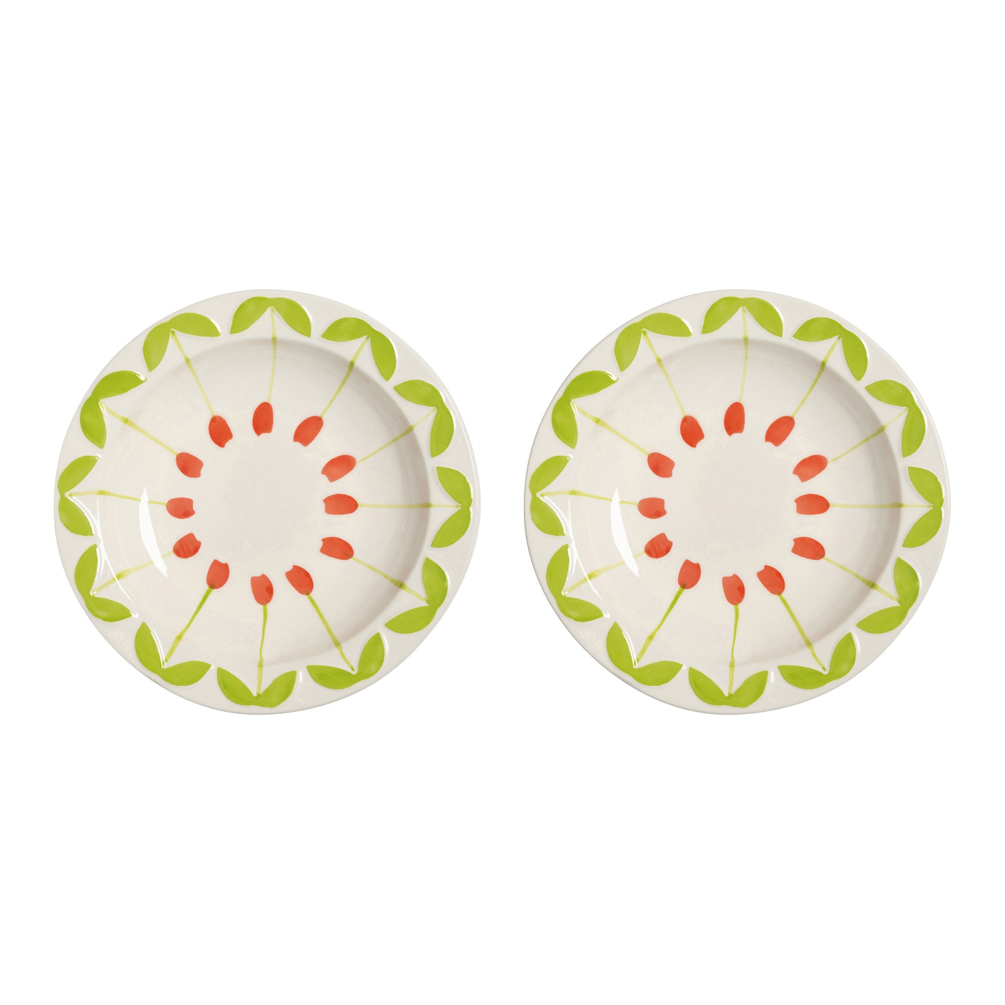 &k amsterdam Folk Kommen Ø 22,5 cm - Rood - Set van 2