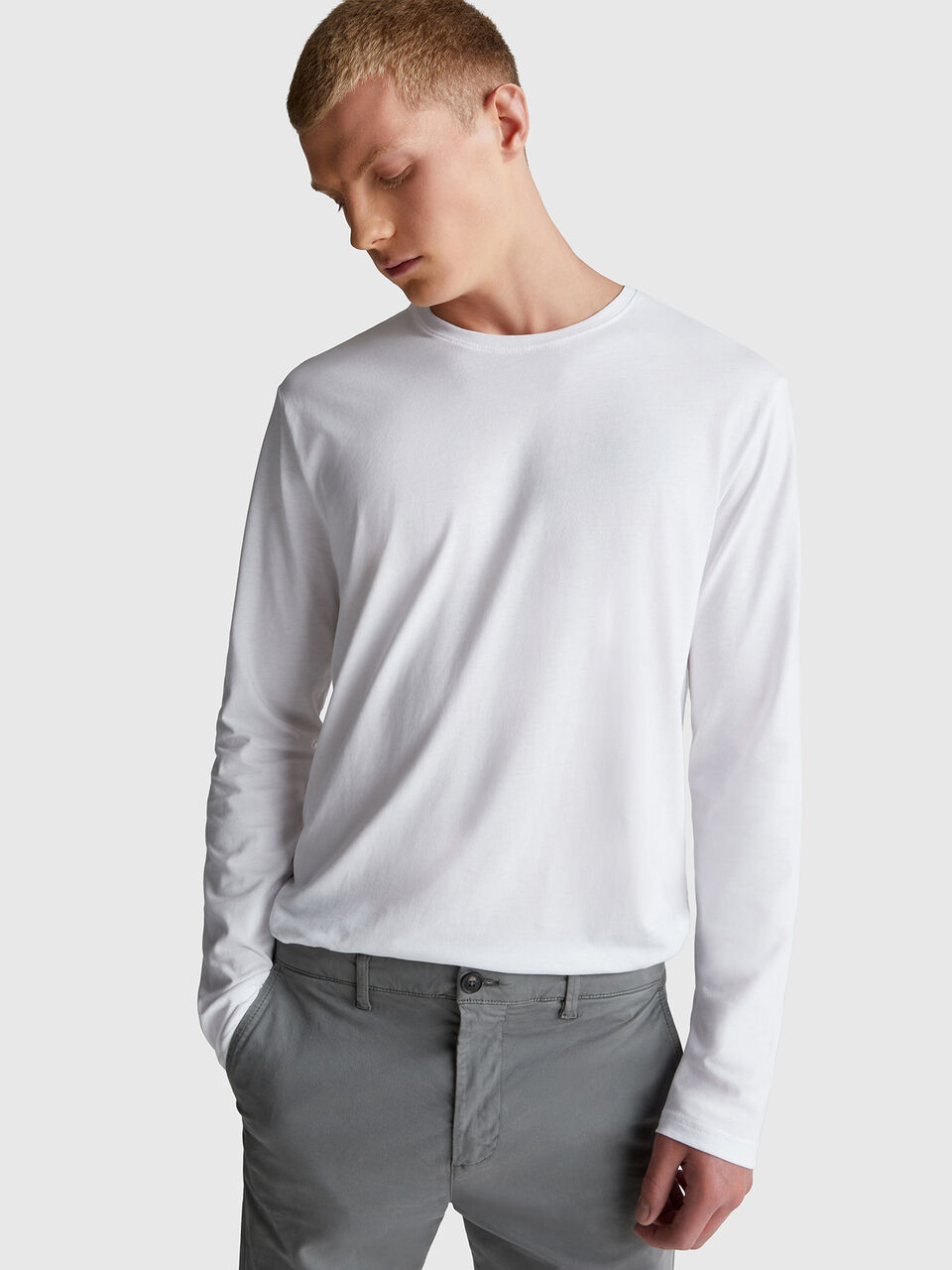 Long sleeve pure cotton t-shirt