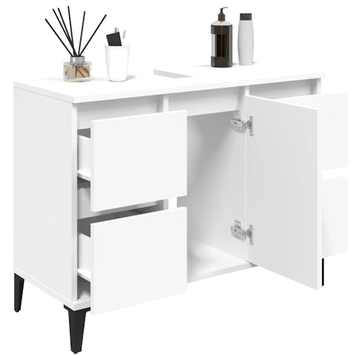NNEVL Sink Cabinet White 80x33x60 cm Engineered Wood