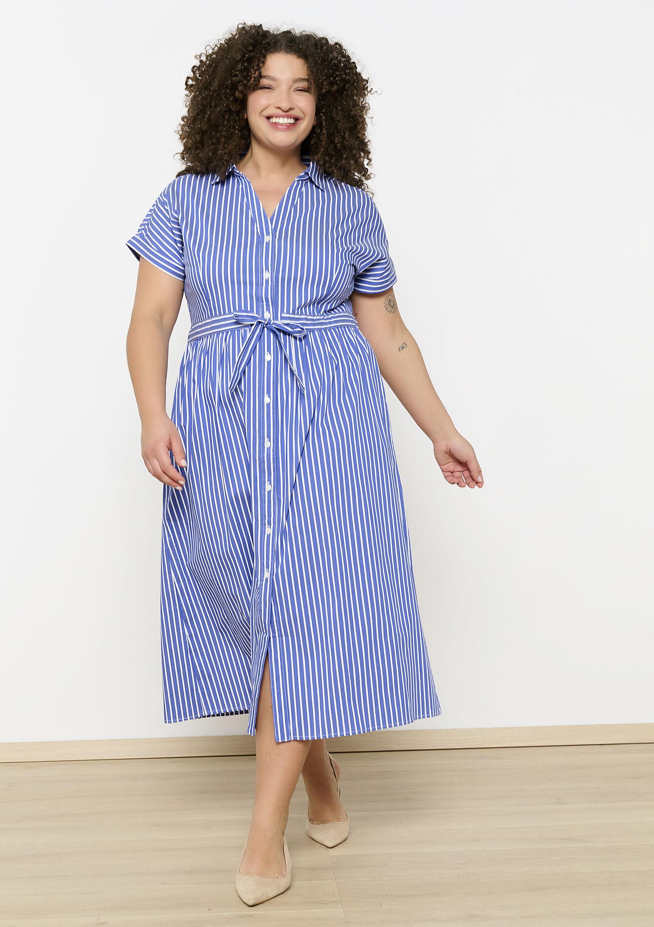 Popeline hemdjurk met strepen