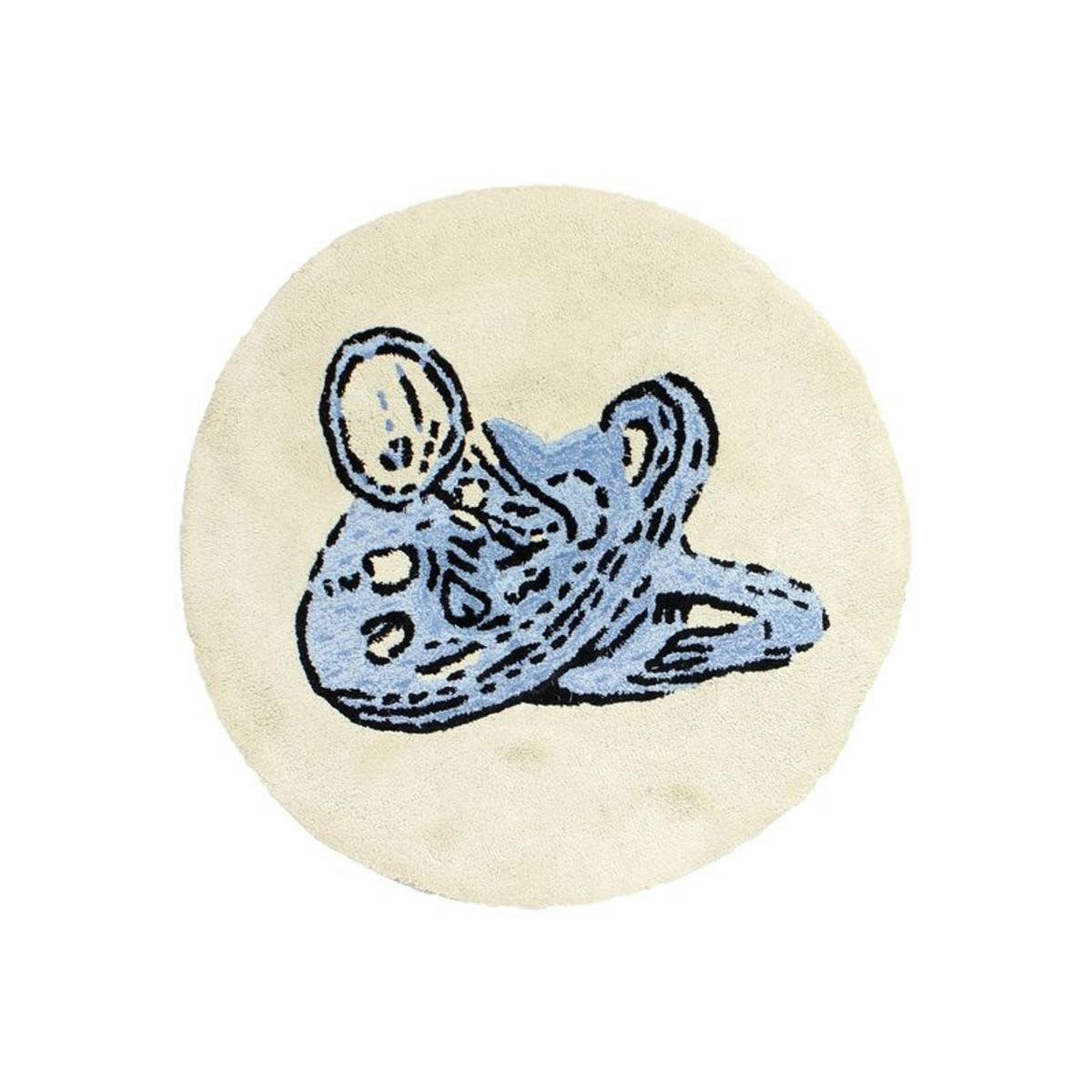 TOTOTTE - Tapis 100% coton dessin tototte bébé bleu diam.70