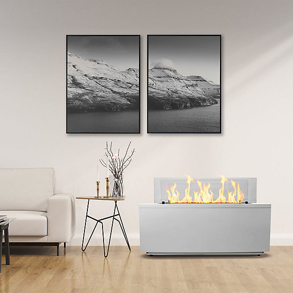 Cheminée au bioéthanol sur pied pour intérieur et extérieur CARAVAGGIO Blanc L100xP40xH40 cm