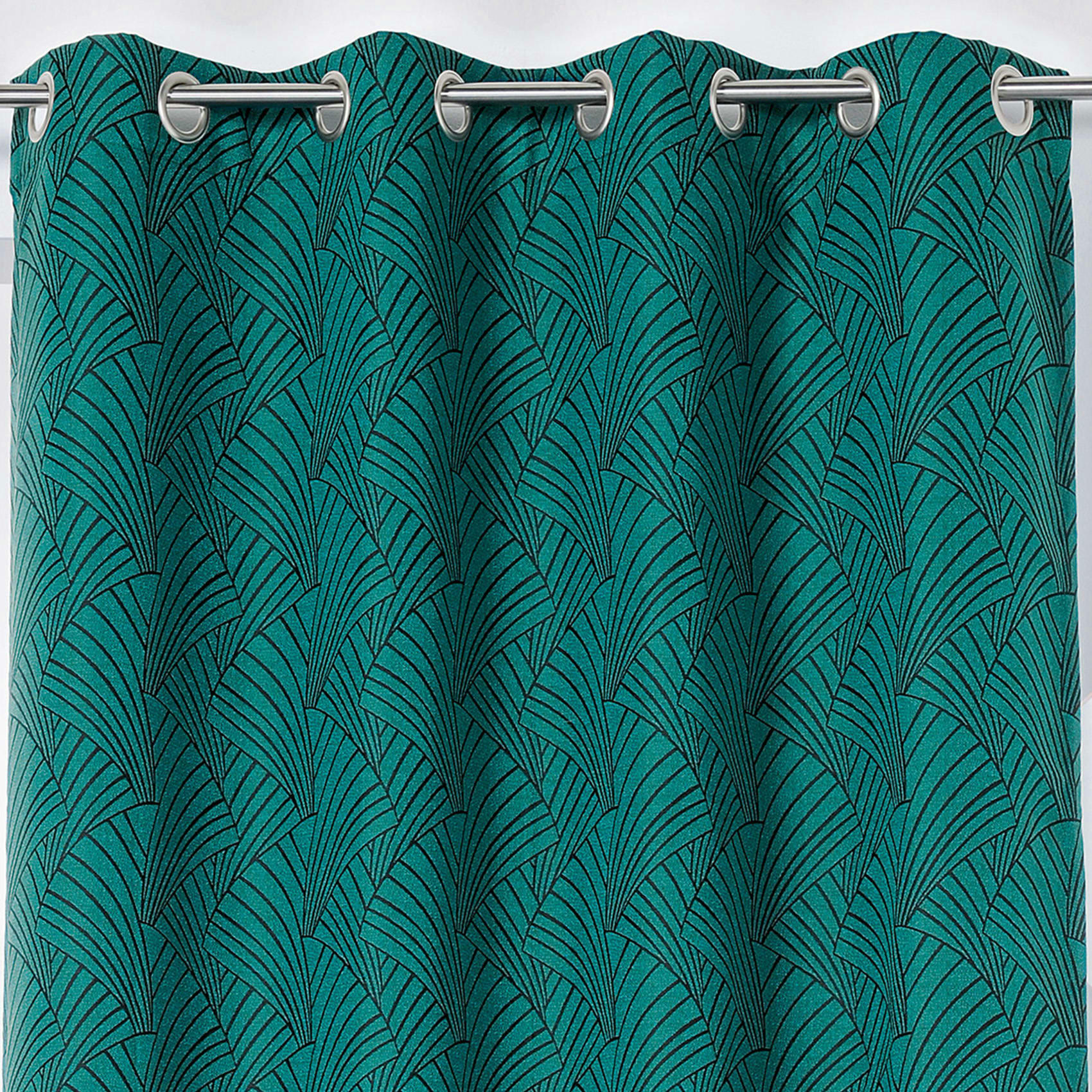 - Rideau art deco vert foncé