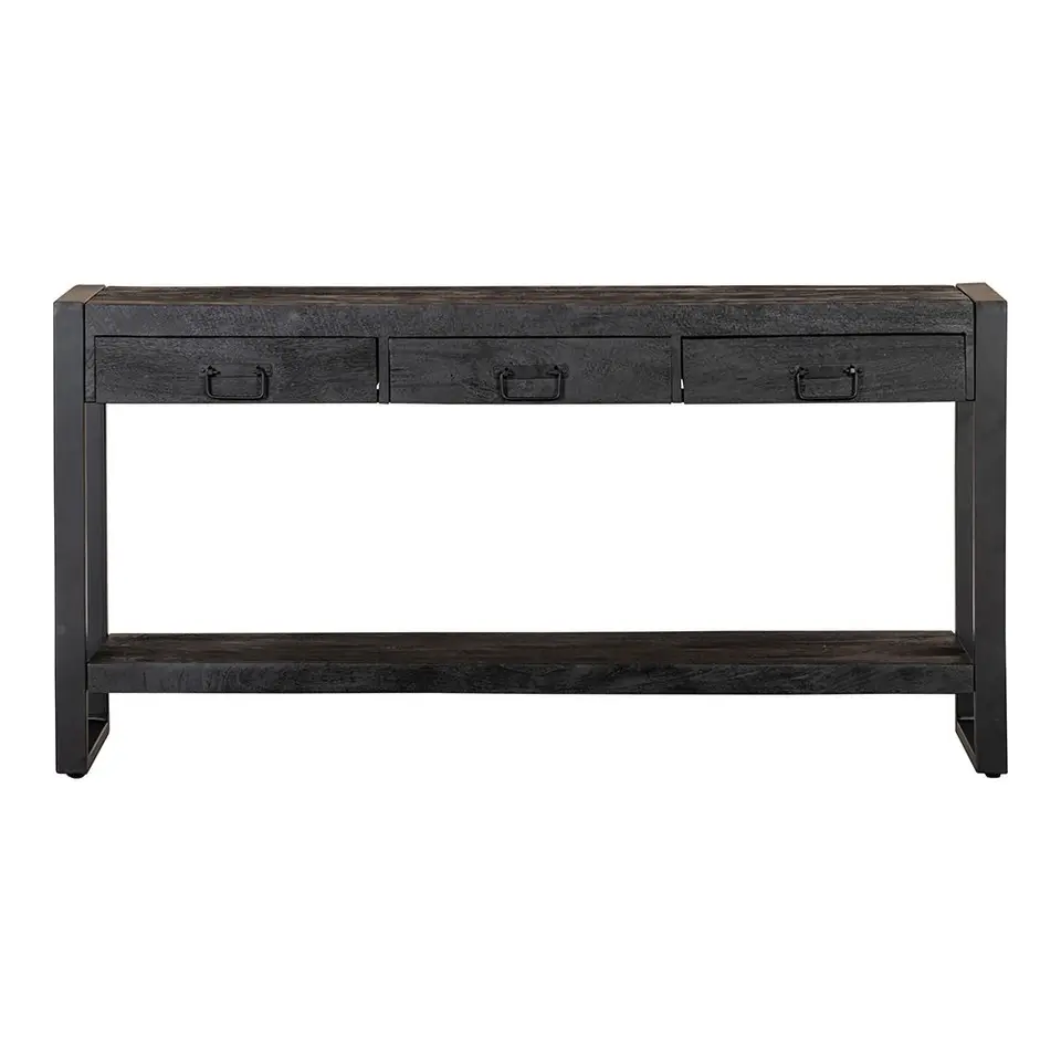 Mangohoutonline - Sidetable Britt Black 3 Lades 150cm Rechthoekig Zwart