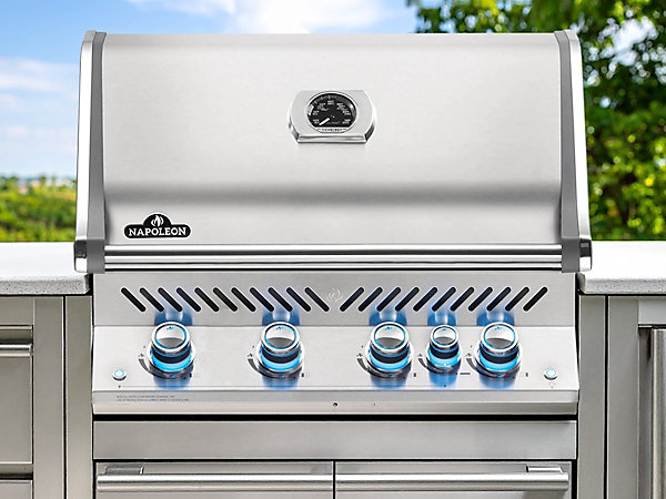 Barbecue à gaz encastrable Prestige Pro 500 inox avec rôtissoire - Napoleon