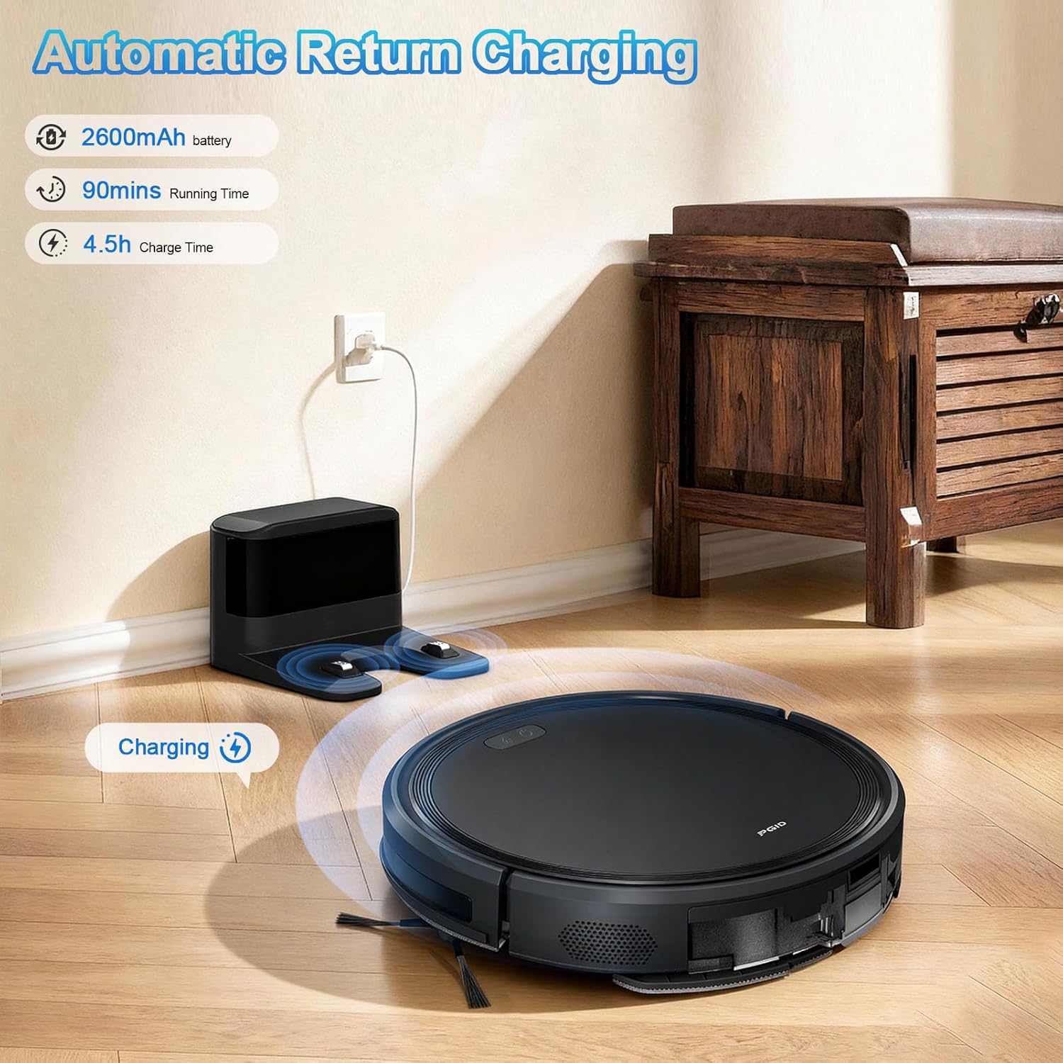 Robot Vacuum and Mop Combo, 2 in 1 Mopping Robotic Vacuum Cleaner w Schedule,Robot Vacuum Self Emptying App/Remote,5000Pa Strong Suction, Slim, Ideal for Hard Floor, Pet Hair (F7s)