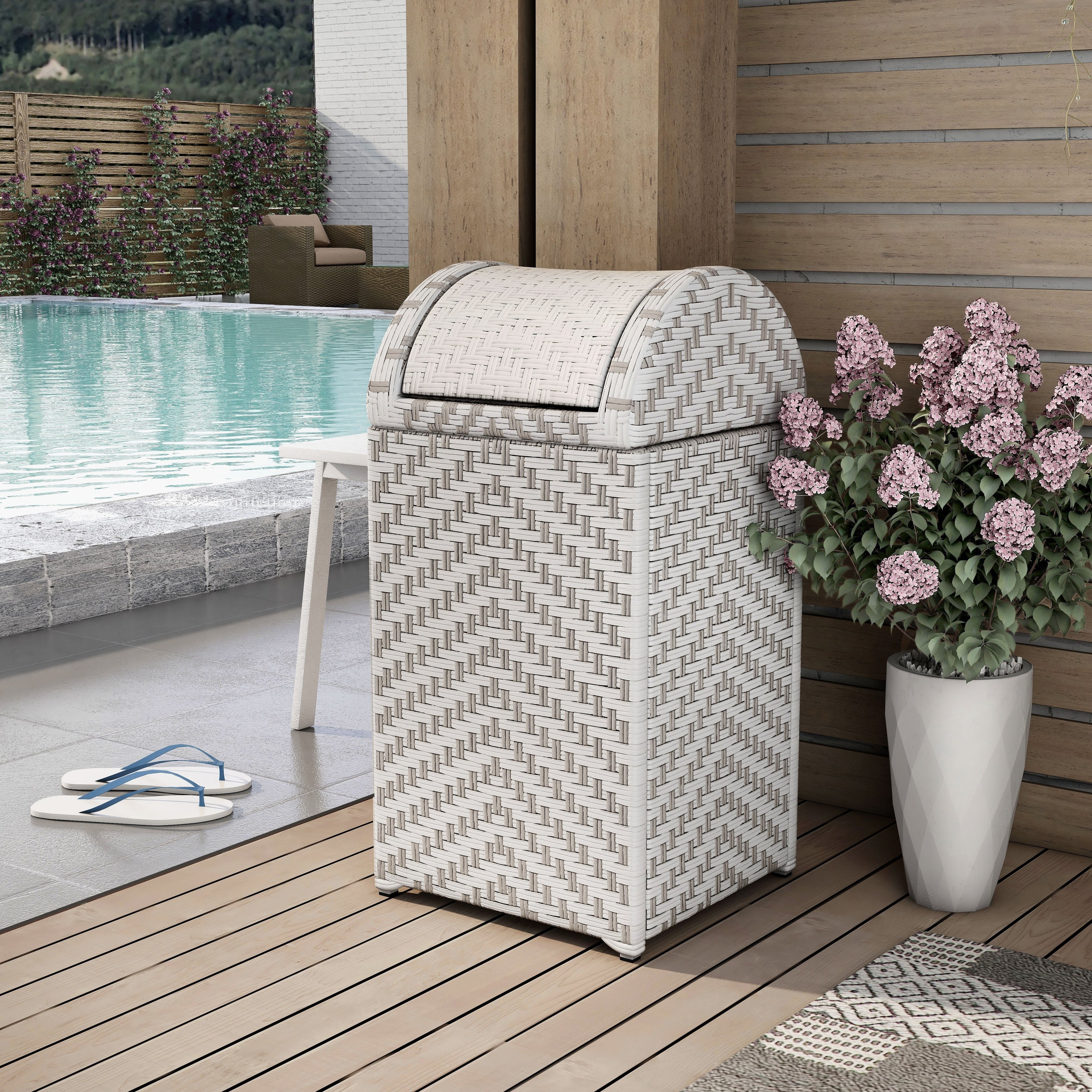 Alat Contemporary Wicker Outdoor Deck Storage Hamper by Furniture of America