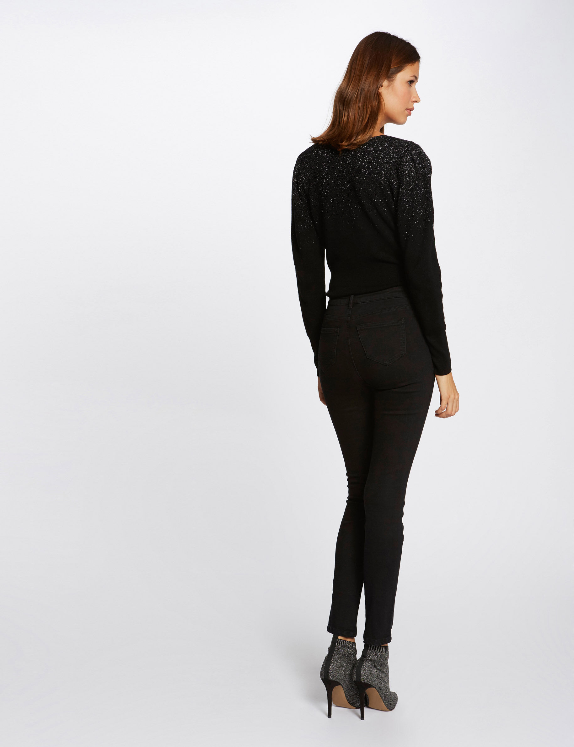 Buttoned Standard Waisted Skinny Jeans Black Women