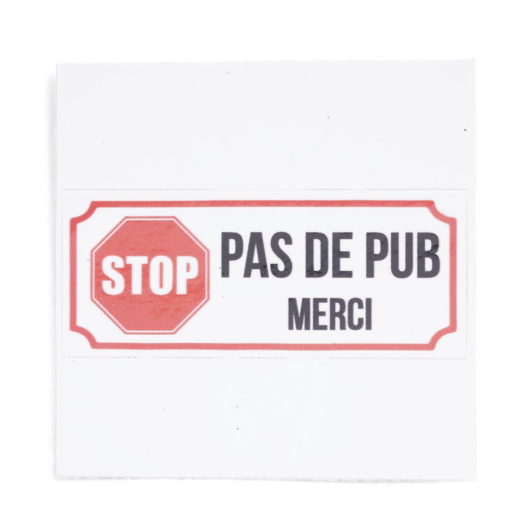 Signalétique adhésive "Stop, pas de pub" - 8x8 cm