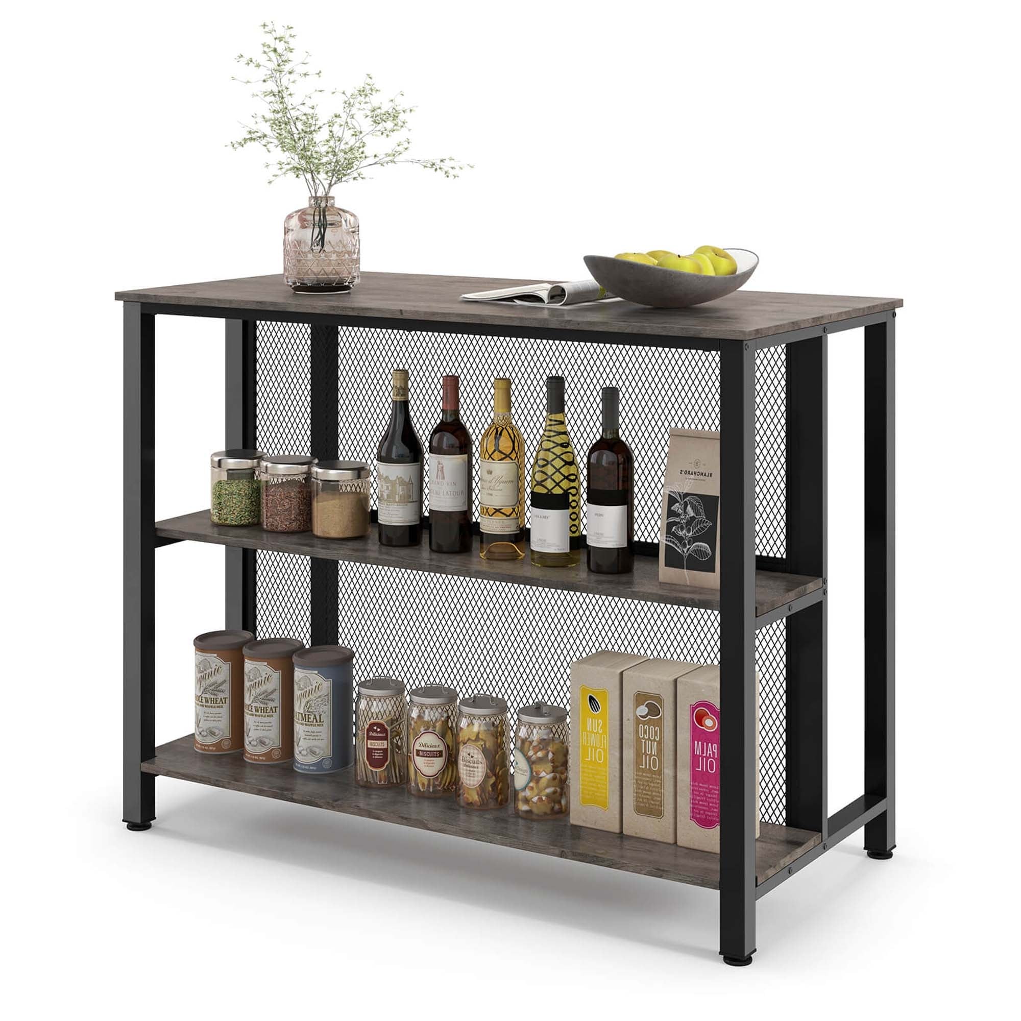Costway 36 Tall 3-Tier Bar Table with Storage Metal Frame Adjustable - See Details