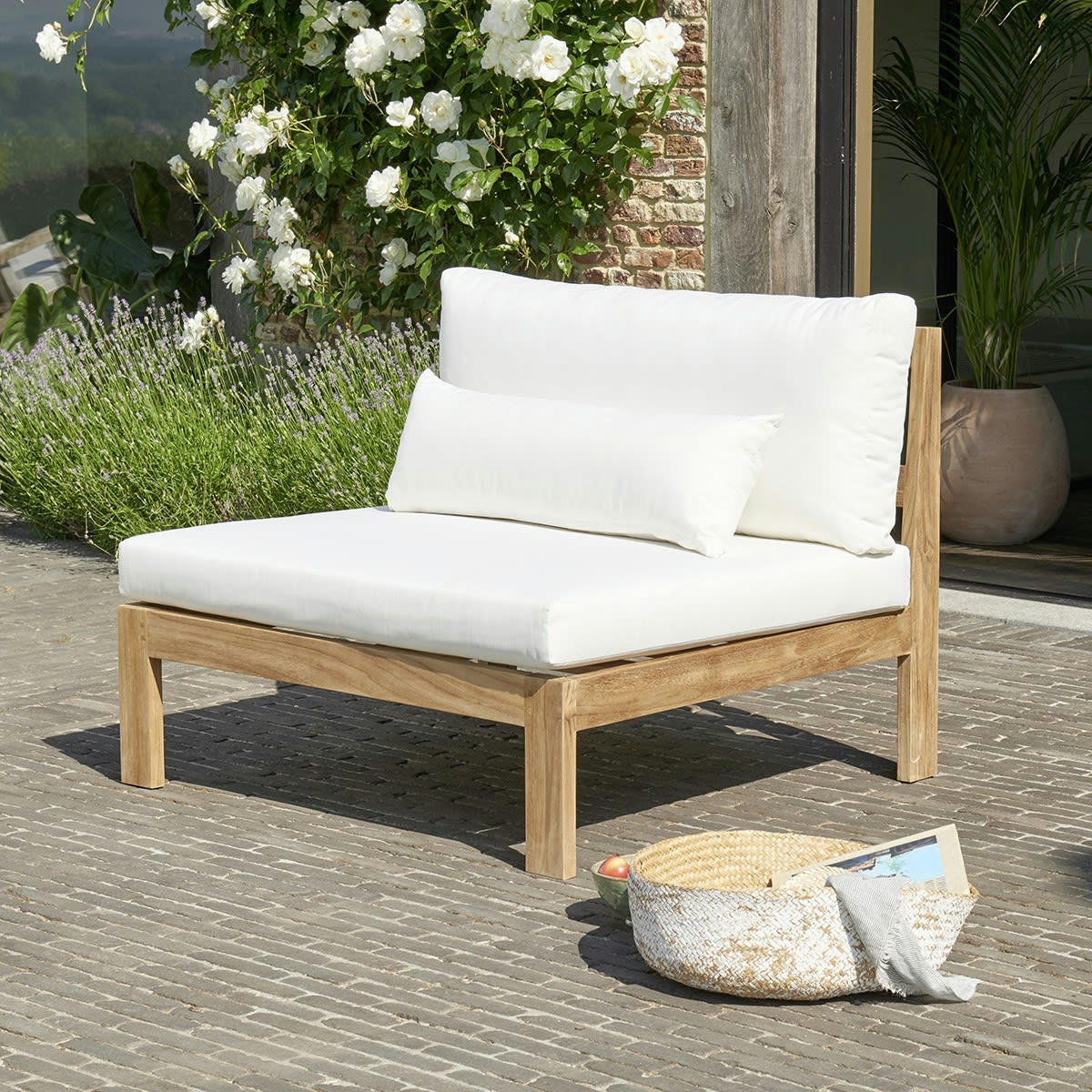MIDLAND - Fauteuil de jardin en teck massif blanc