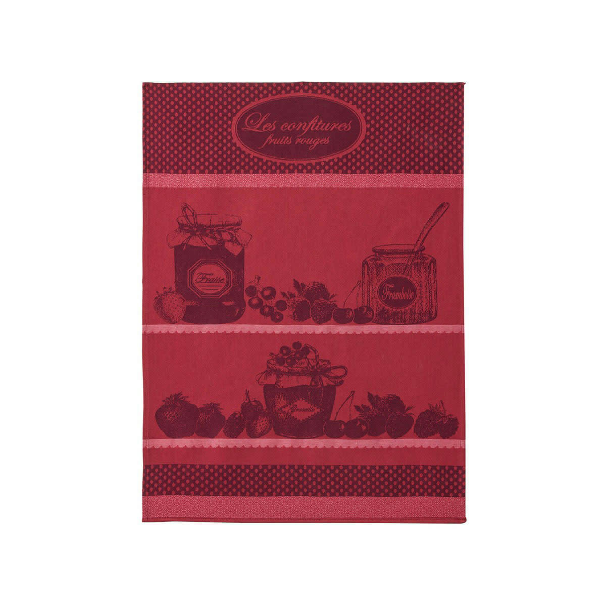 CONFITURE FRUITS ROUGES - Torchon en coton rouge 50x75