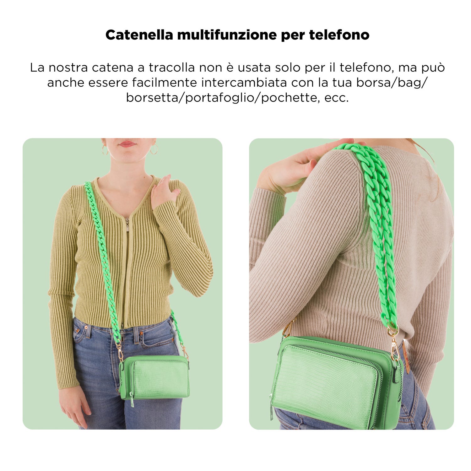 Tracolla smartphone e borsetta verde fluo 120 cm – Fashionally
