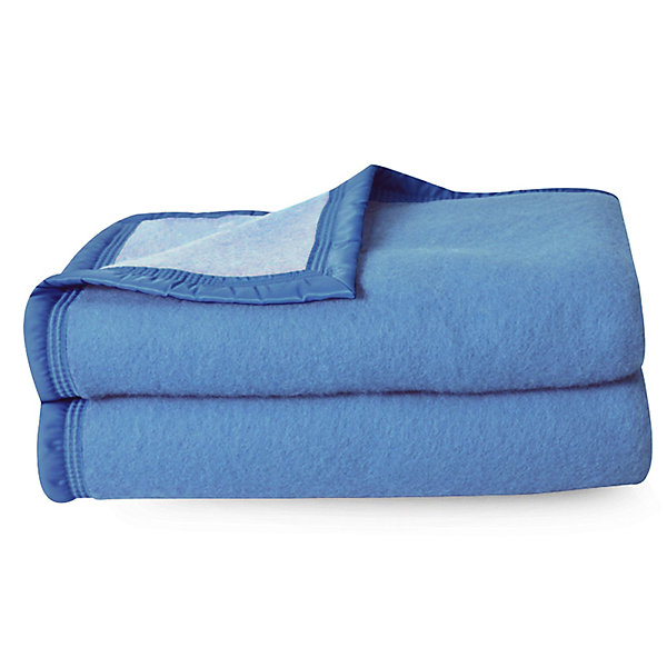 Couverture pure laine vierge Woolmark 500g/m² VOLTA 240x300 cm Bleu Azur