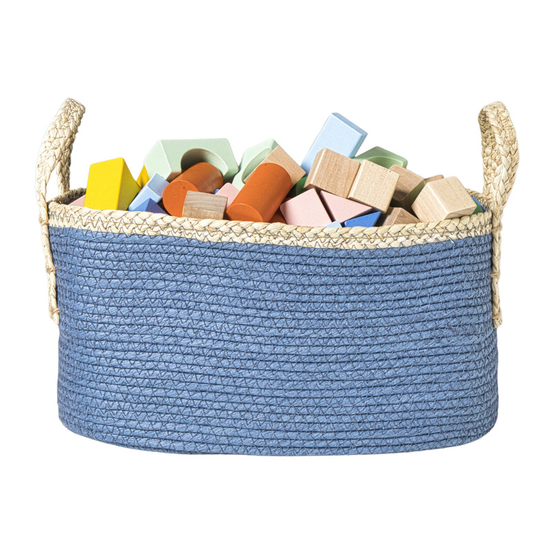 Mand colors rechthoekig - blauw/bruin - 16x30x20 cm