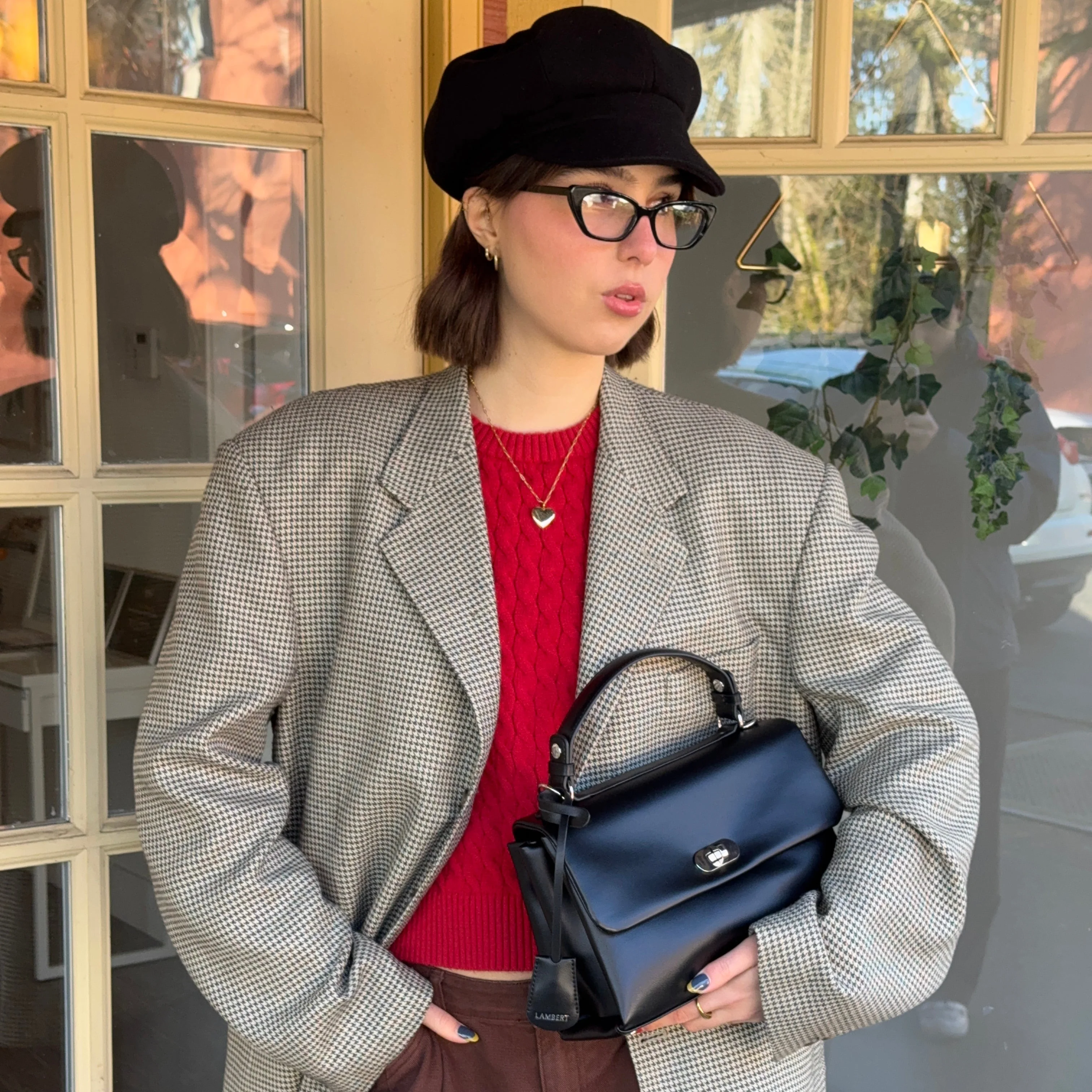 The Freya – 2-in-1 Black Vegan Leather Handbag