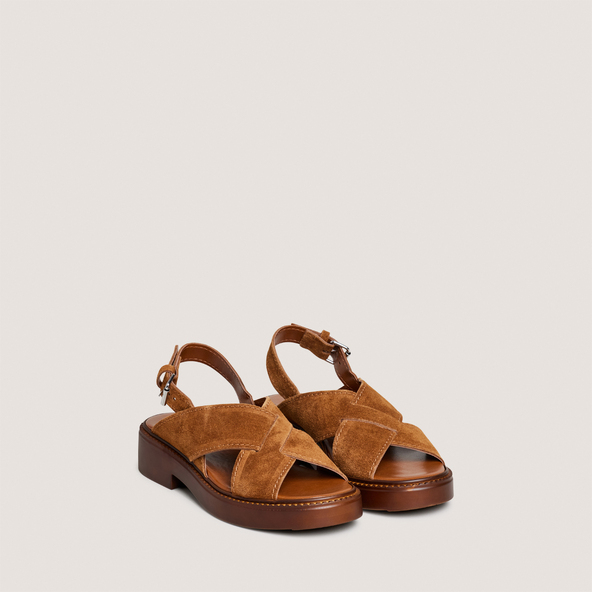 Sandales à brides entrelacéesen cro?te cognac | ELIO