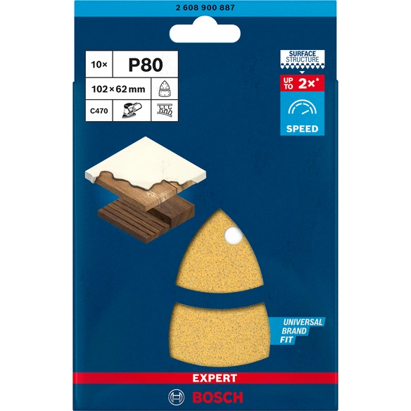 Schleifpapier »C470 G80 EXPERT«, 102x62 mm, 93 mm, 10er Pack