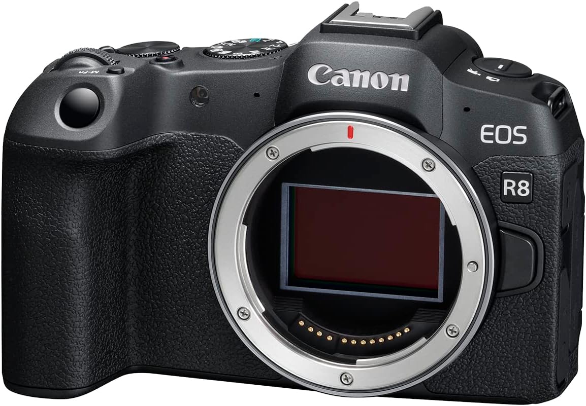 Canon EOS R8 Mirrorless Camera Body  Full‑Frame CMOS Sensor  24.2Megapixels  4K 60p Video  Dual Pixel AutofocusII  Lightweight Camera for Content Creation  Photography and Vlogging  Black