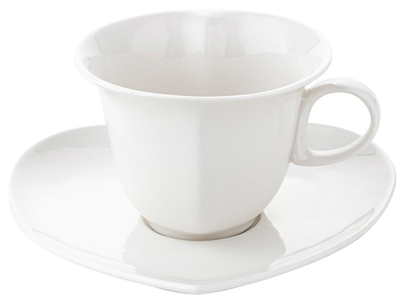 Komplet filiżanek ze spodkami Amore porcelanowych 2 szt. 180 ml białych