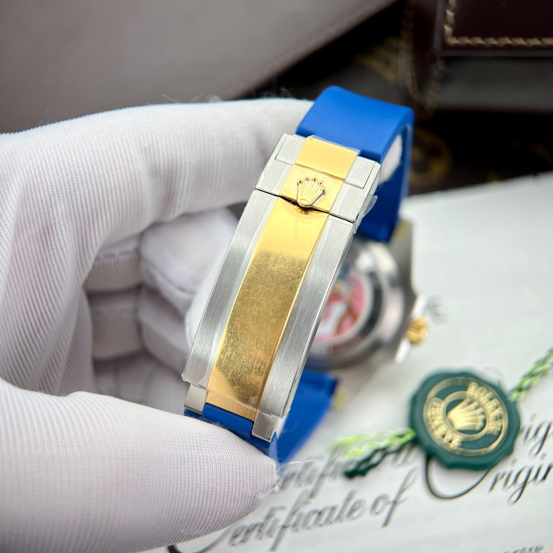 Rolex Submariner SS/YG Plated Blue Dial 40mm Oysterflex Super Clone