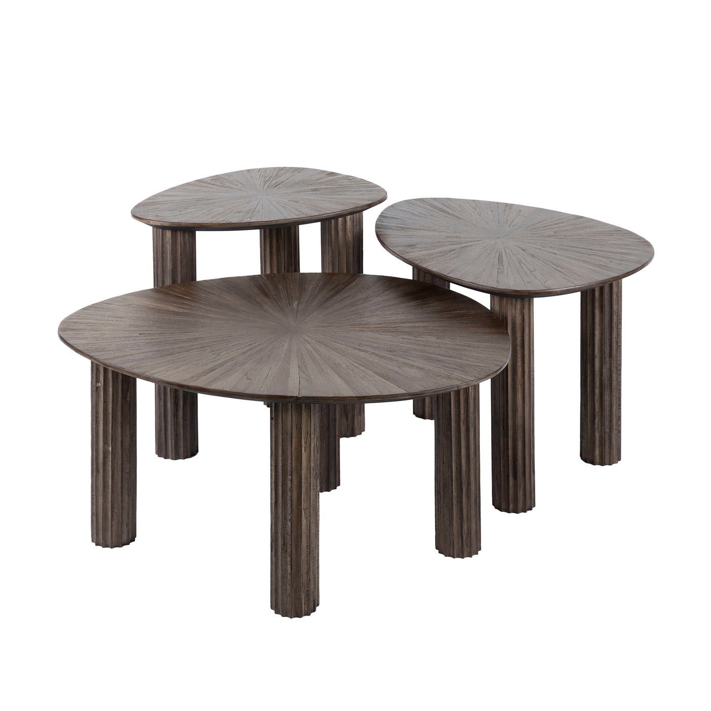 Giga Meubel Salontafel Maya - Donkerbruin Hout - Set van 3 - 76x61x38cm