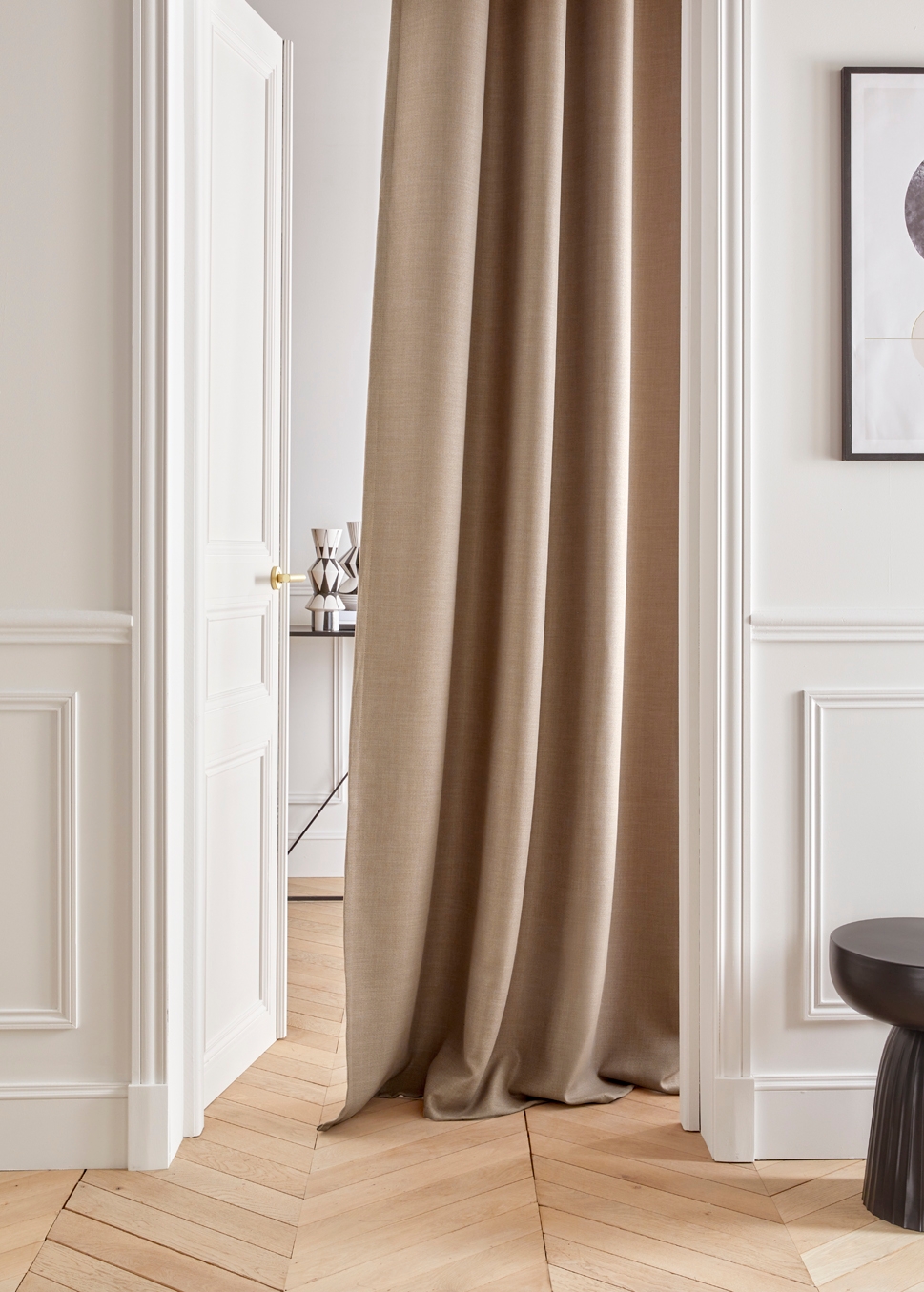 RIDEAU OBSCURCISSANT EFFET TRAMÉ UNI TAUPE