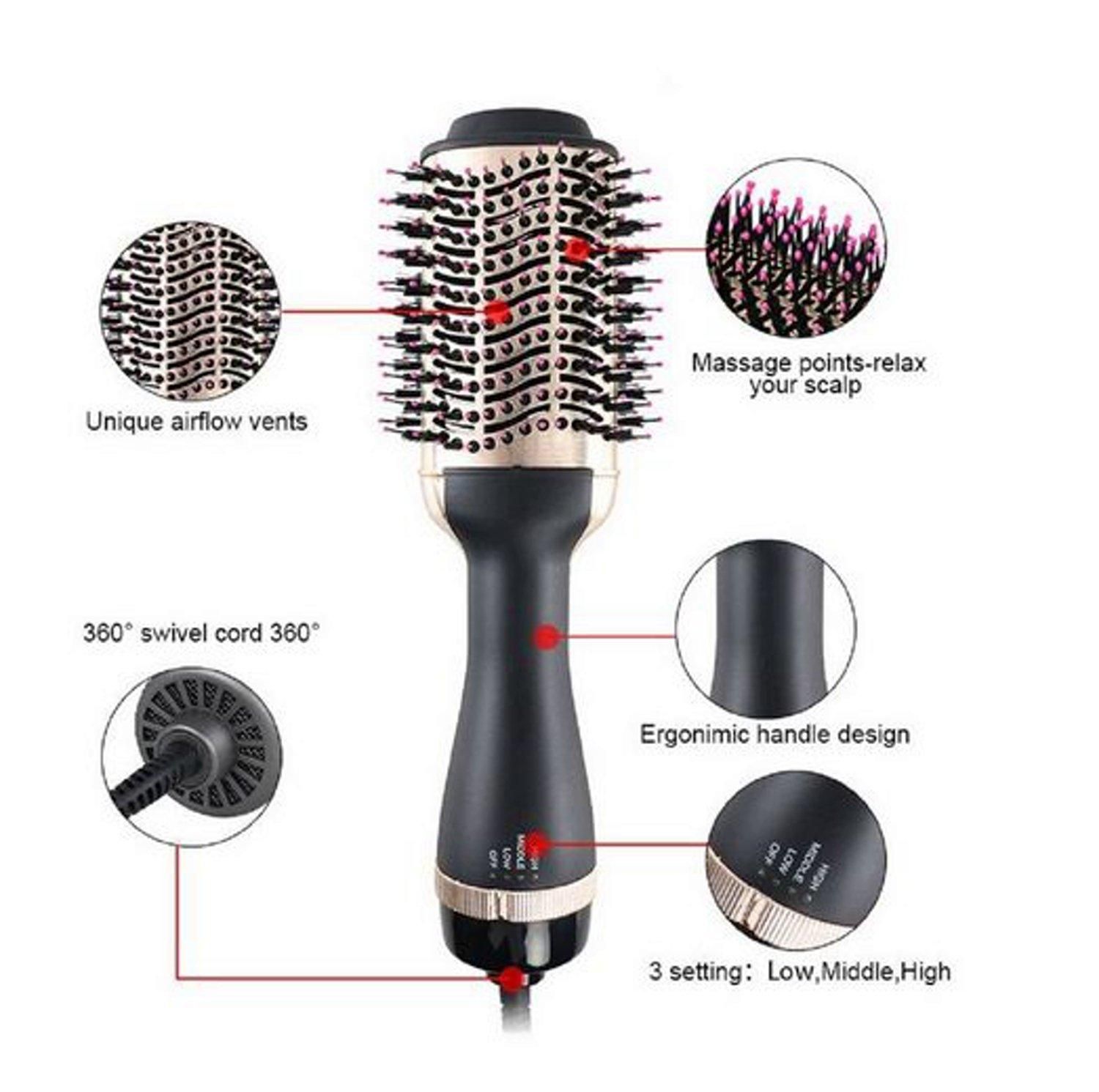 UELAY Hot Air Brush, 3 In 1 Drying, Volume And Styling, Ceramic Coating