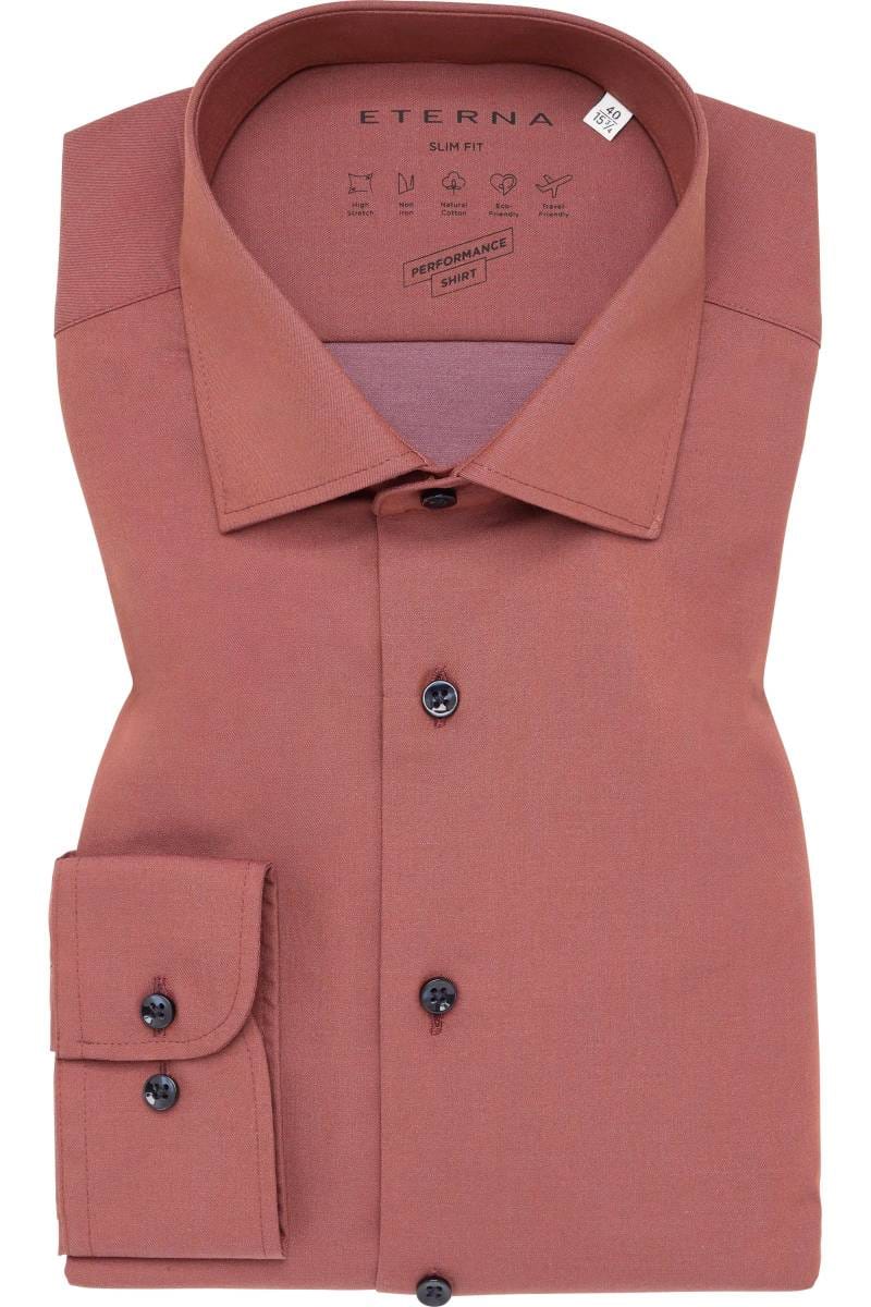 ETERNA Performance Slim Fit Hemd Campari, Einfarbig