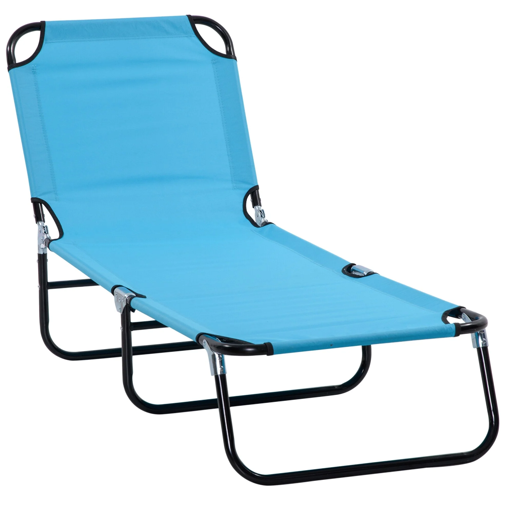 Outsunny Folding Chaise Lounge Pool Chairs, Outdoor Sun Tanning Chairs with 5-Level Reclining Back, Steel Frame for Beach, Yard
