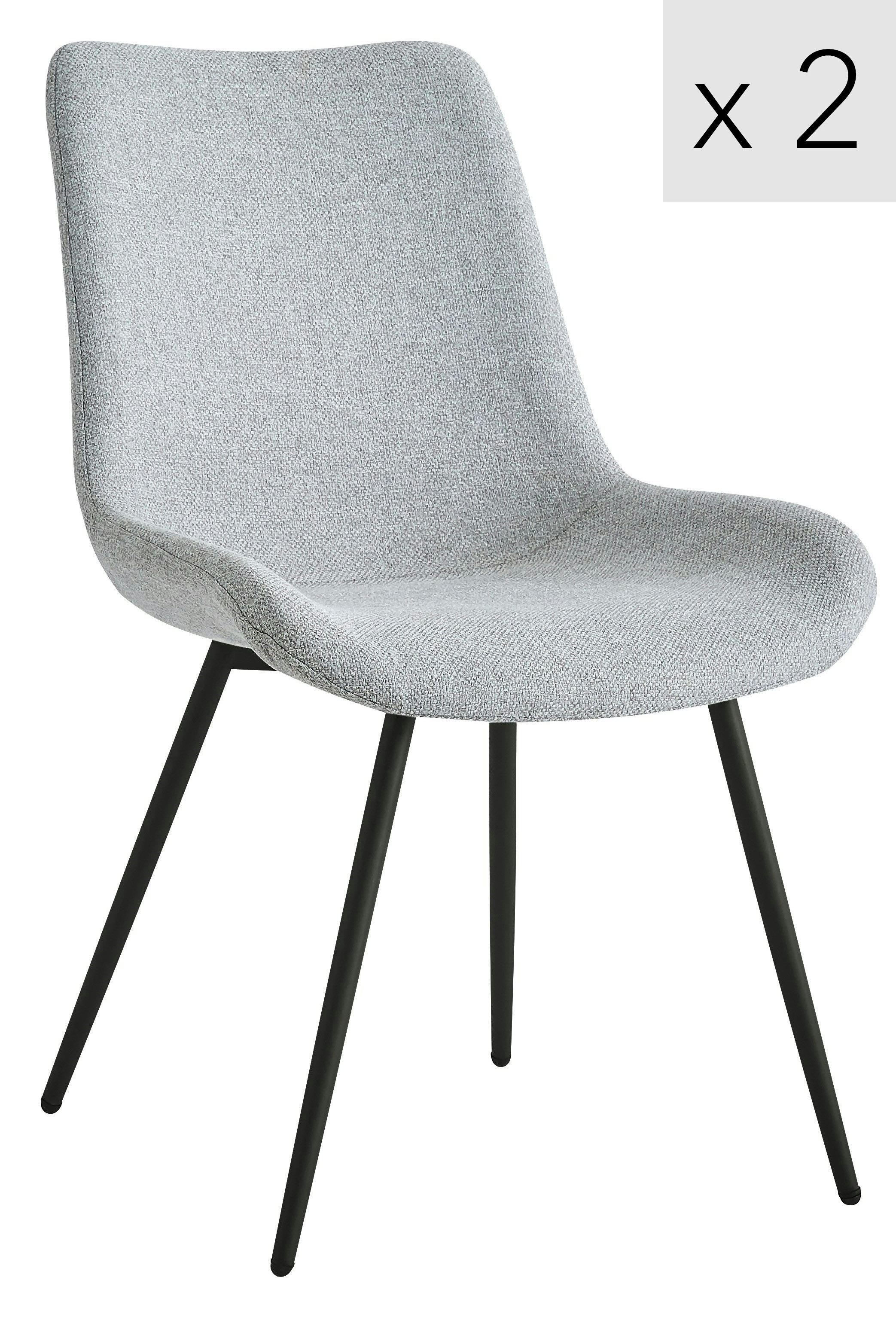 - Lot de 2 chaises en métal et tissu gris